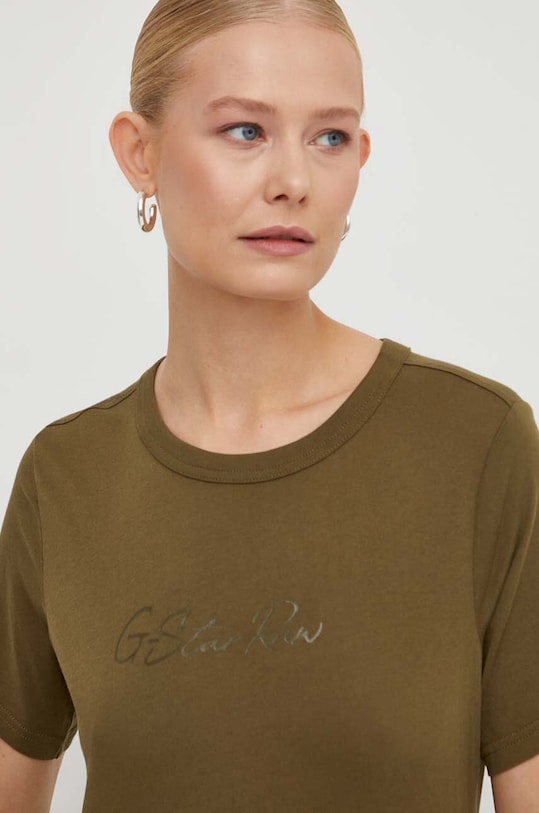 G-Star t-shirt bawełniany nadruk zielony D24216.4107