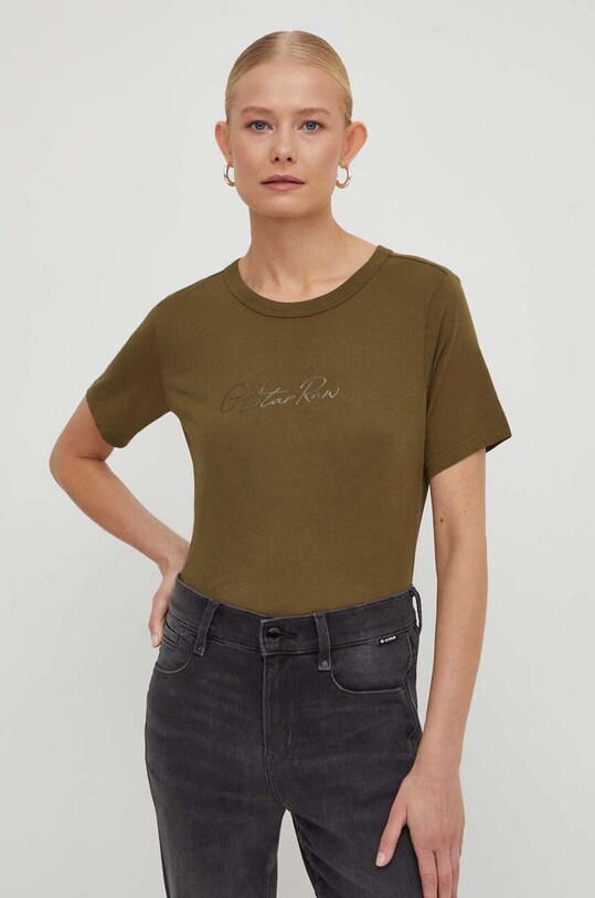 Odzież G-Star t-shirt bawełniany D24216.4107 zielony