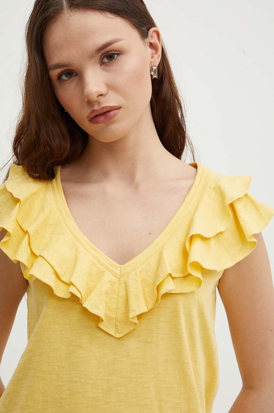 Bavlnené tričko Lauren Ralph Lauren žltá 200925903