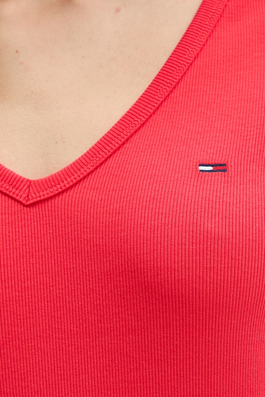 Tommy Jeans tričko dámské bavlněné s elastanem DW0DW17385 červená