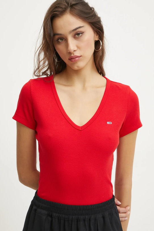 Majica kratkih rukava Tommy Jeans bez uzorka crvena DW0DW17385