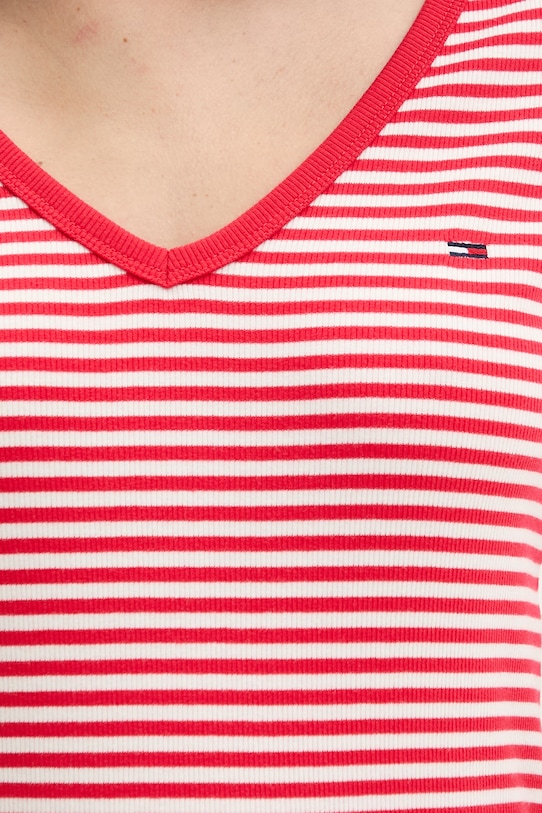 Tommy Jeans tričko dámské bavlněné s elastanem DW0DW17385 červená
