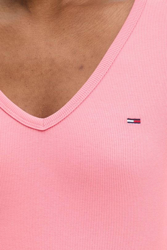 Tommy Jeans tričko dámské bavlněné s elastanem DW0DW17385 růžová