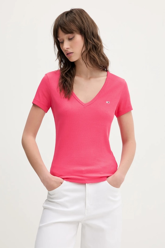 Футболка Tommy Jeans slim рожевий DW0DW17385