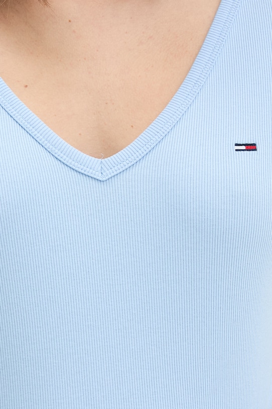 Tommy Jeans tričko dámské bavlněné s elastanem DW0DW17385 modrá