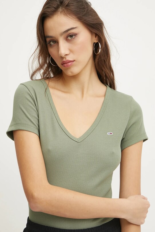 Tommy Jeans tricou verde DW0DW17385