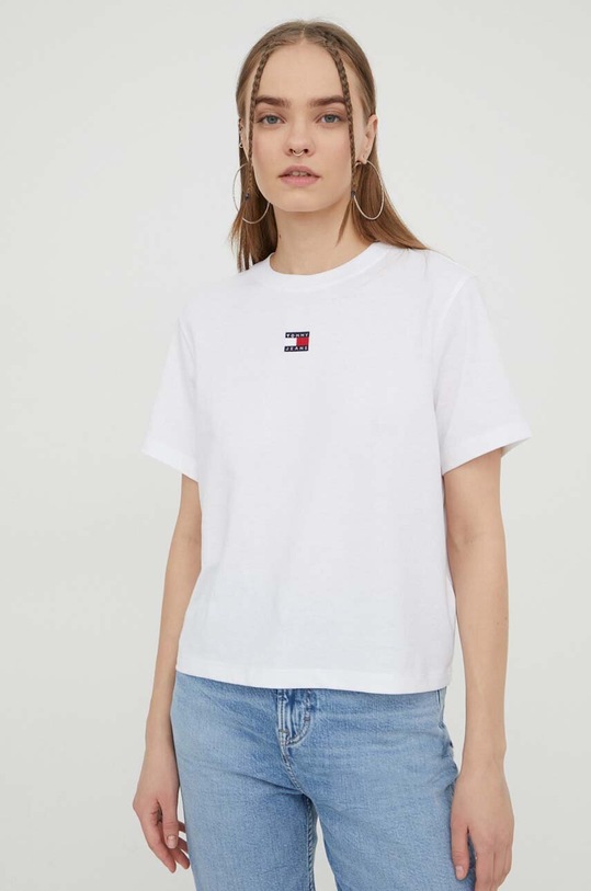 Tričko Tommy Jeans kulatý bílá DW0DW17391
