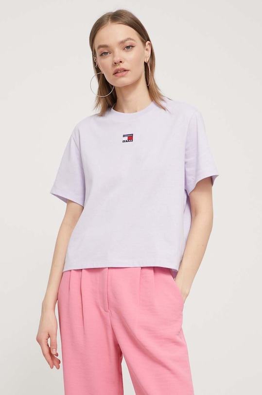 Tommy Jeans t-shirt aplikacja fioletowy DW0DW17391
