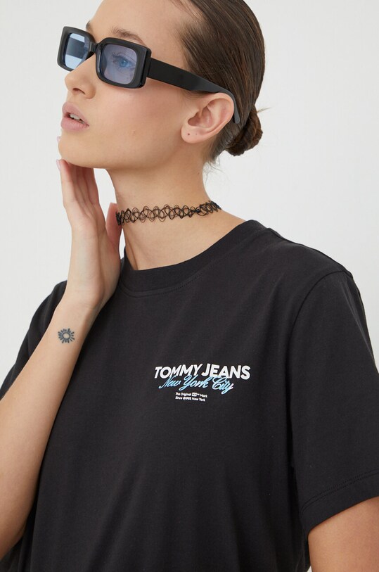 Tommy Jeans t-shirt bawełniany czarny DW0DW17376