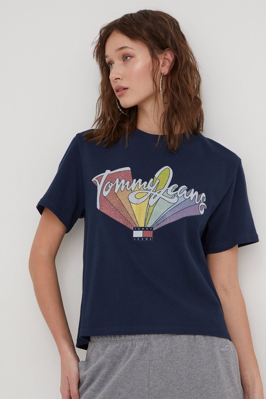 Tommy Jeans t-shirt bawełniany DW0DW17380 granatowy SS24