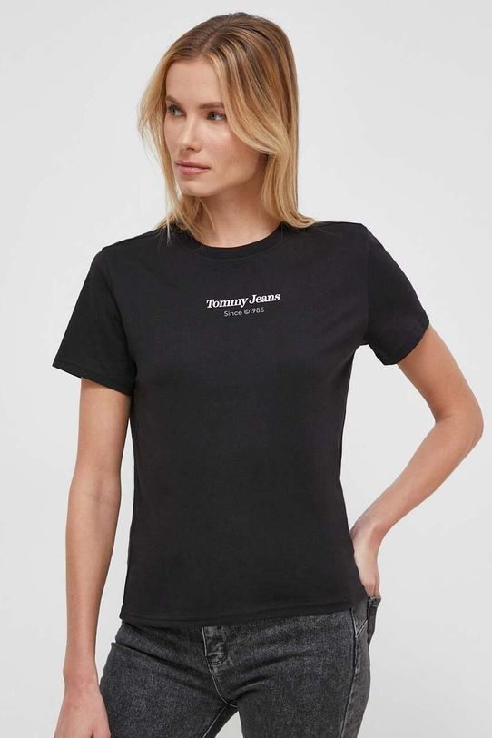 Bavlněné tričko Tommy Jeans DW0DW17359 černá SS24