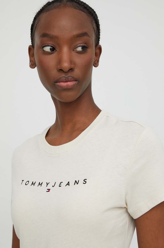 Ρούχα Βαμβακερό μπλουζάκι Tommy Jeans DW0DW17361 μπεζ