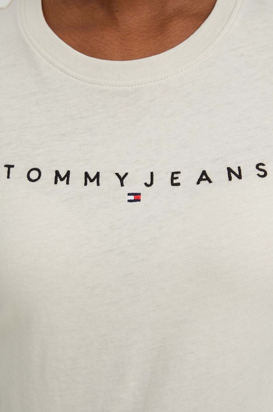 Βαμβακερό μπλουζάκι Tommy Jeans μπεζ DW0DW17361