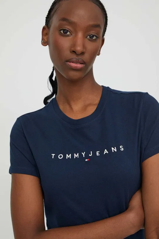 Ρούχα Βαμβακερό μπλουζάκι Tommy Jeans DW0DW17361 σκούρο μπλε