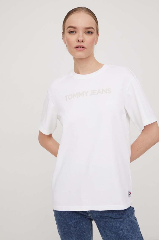 Tommy Jeans tricou din bumbac melanj bej DW0DW17363