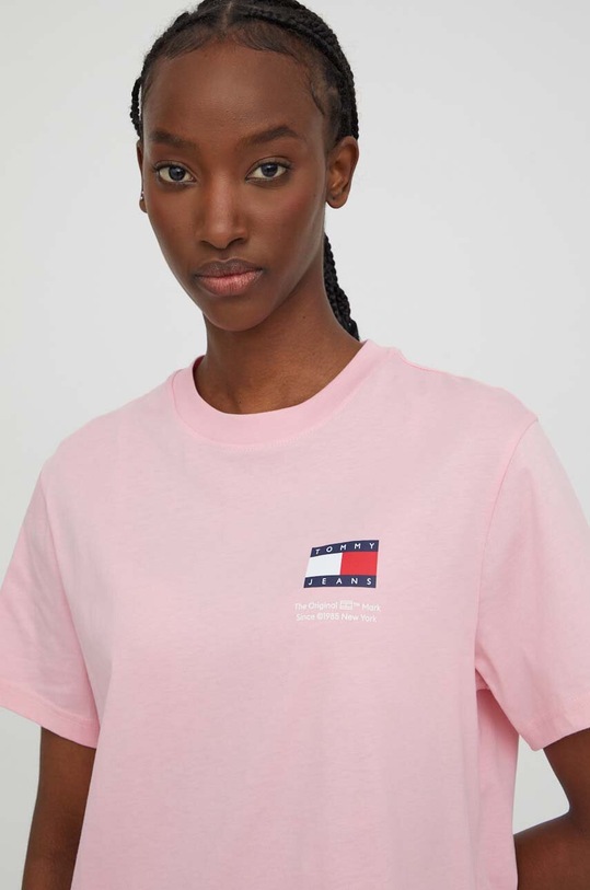 Odzież Tommy Jeans t-shirt bawełniany DW0DW17365 różowy