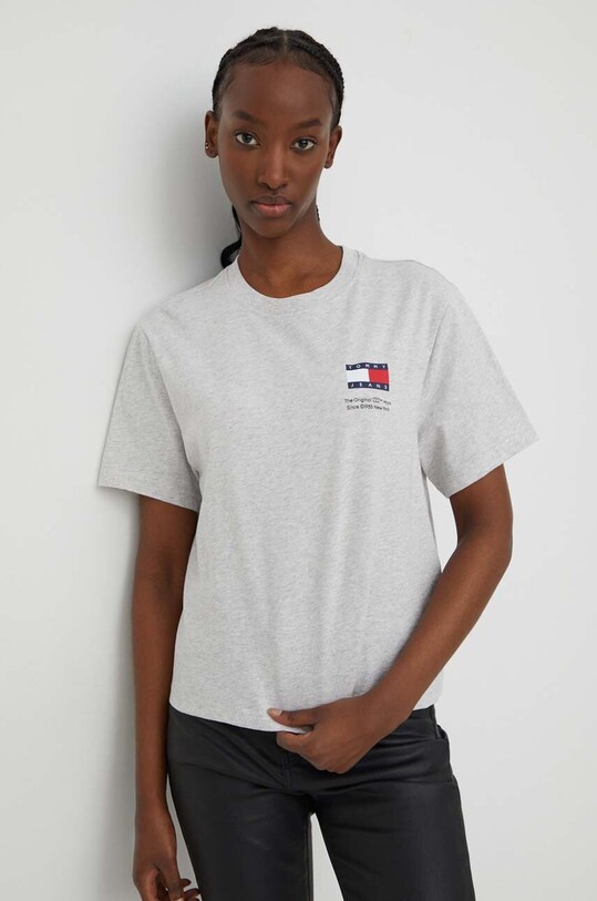 Tommy Jeans t-shirt bawełniany nadruk szary DW0DW17365