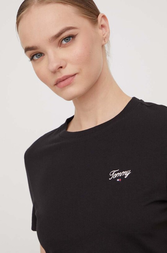 Tommy Jeans t-shirt bawełniany DW0DW17366 czarny SS24