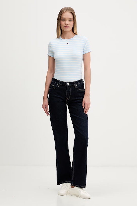 Tommy Jeans basic tričko dámské bavlněné s elastanem DW0DW17383 modrá AA00
