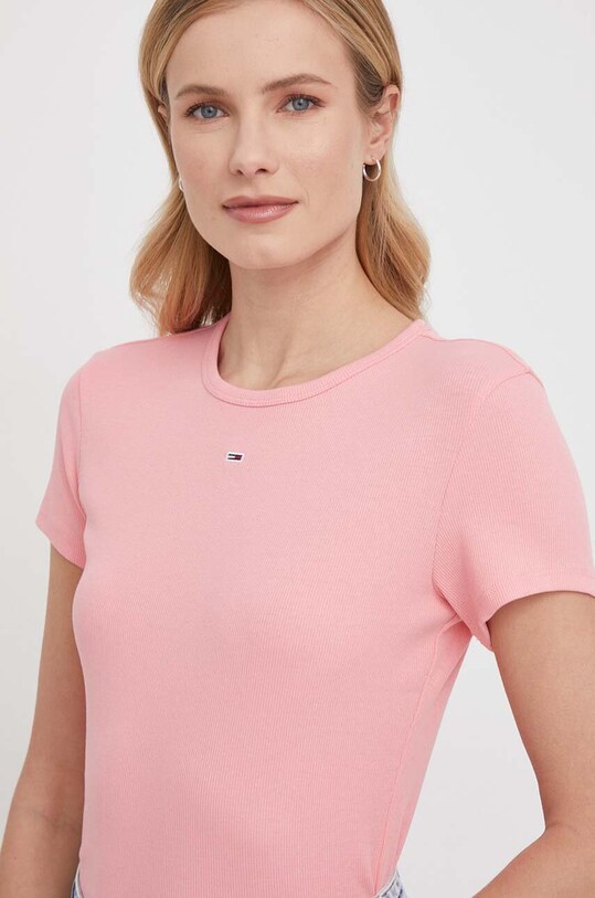 Tommy Jeans tricou uni roz DW0DW17383