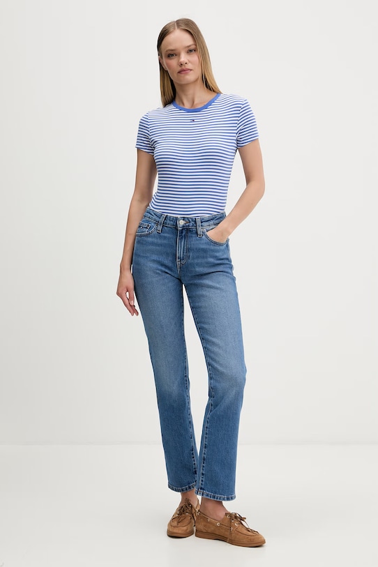Tommy Jeans basic tričko dámské bavlněné s elastanem DW0DW17383 modrá AA00
