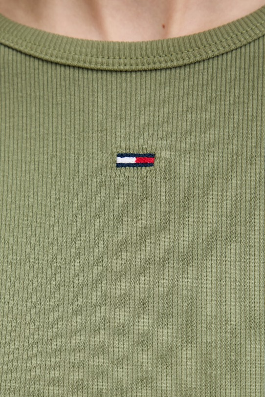 Tommy Jeans t-shirt basic damski bawełniany z elastanem DW0DW17383 zielony