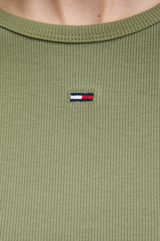 Tommy Jeans t-shirt basic damski bawełniany z elastanem DW0DW17383 zielony