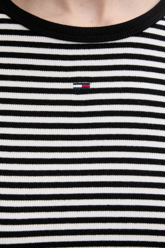 Tommy Jeans t-shirt basic damski bawełniany z elastanem DW0DW17383 czarny