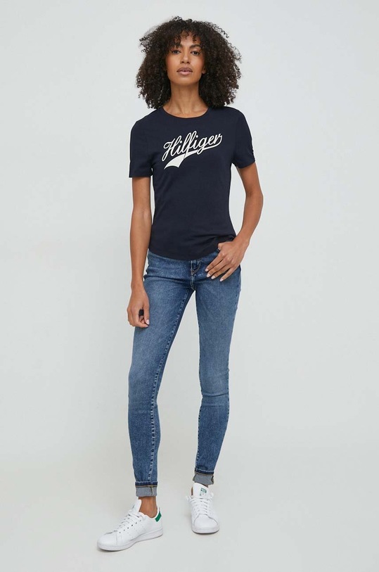 Tommy Hilfiger t-shirt bawełniany WW0WW41056 granatowy SS24
