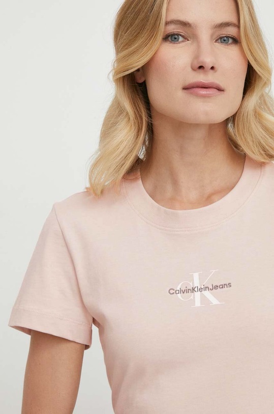 Oblečenie Bavlnené tričko Calvin Klein Jeans J20J222564 ružová