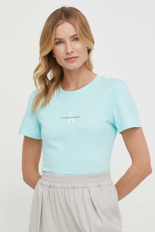 Бавовняна футболка Calvin Klein Jeans блакитний J20J222564