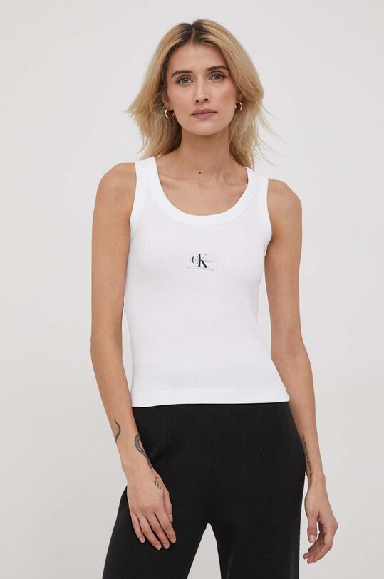 Calvin Klein Jeans top regular biały J20J222566