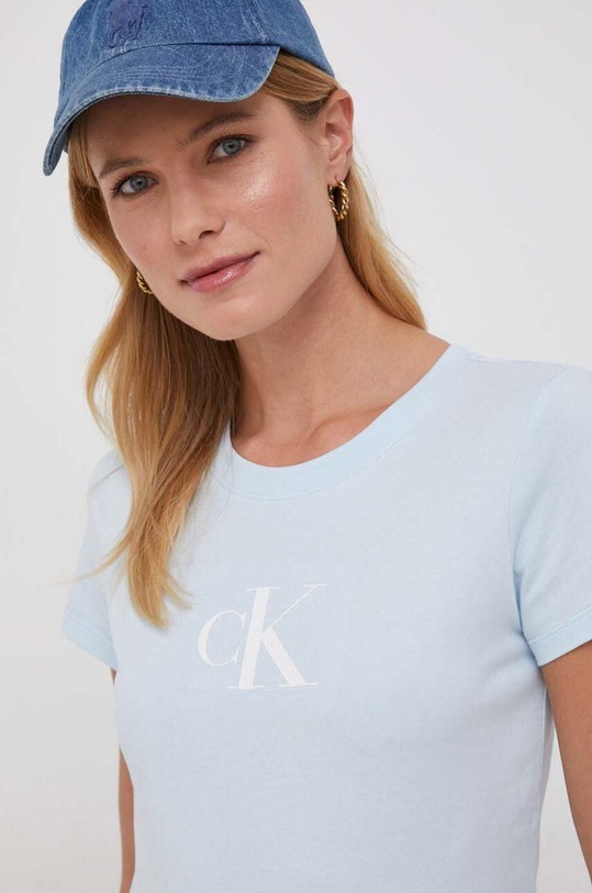 Bavlněné tričko Calvin Klein Jeans modrá J20J222961