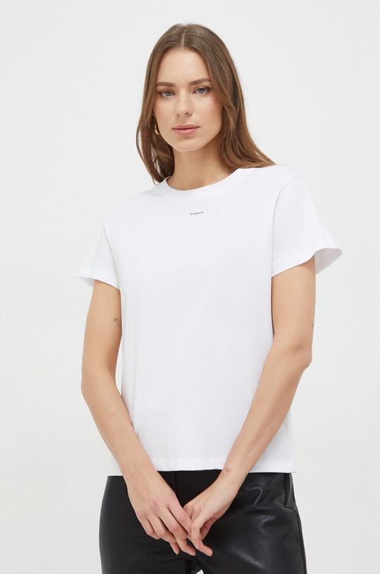 Pinko t-shirt bawełniany nadruk biały 100373.A1N8