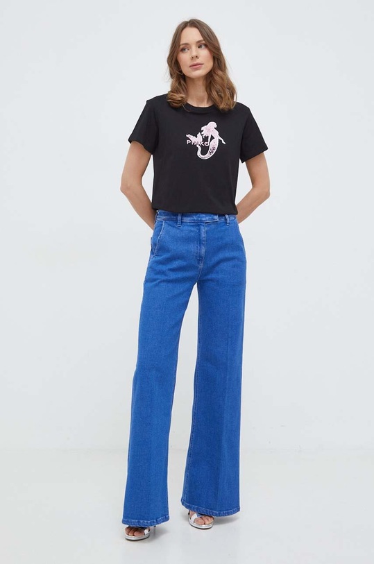 Pinko t-shirt bawełniany czarny 100789.A1OC