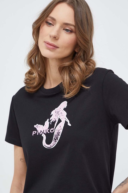 Pinko t-shirt bawełniany 100789.A1OC czarny