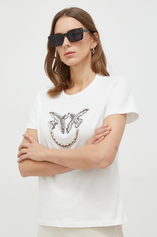 Pinko t-shirt bawełniany regular beżowy 100535.A1R7
