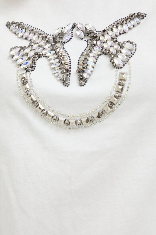 Pinko t-shirt bawełniany 100535.A1R7 beżowy