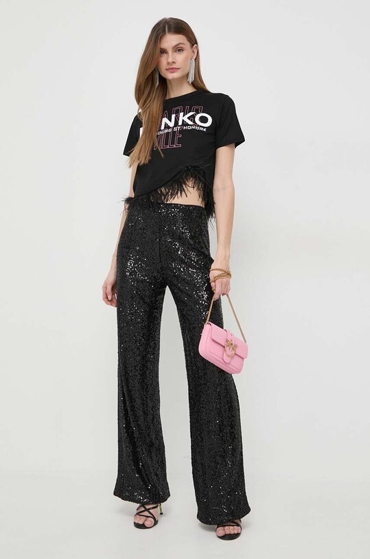 Pinko t-shirt bawełniany 103130.A1LV czarny SS24