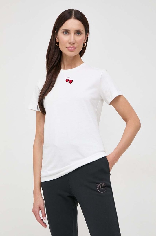 Pinko t-shirt bawełniany regular beżowy 100789.A1P8