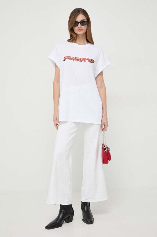 Pinko t-shirt 103138.A1P7 biały SS24