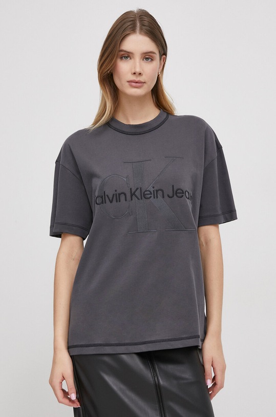 Бавовняна футболка Calvin Klein Jeans relaxed сірий J20J222974