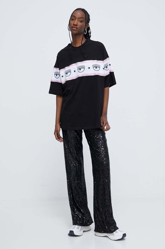 Chiara Ferragni t-shirt bawełniany LOGOMANIA 76CBHL01 czarny SS24