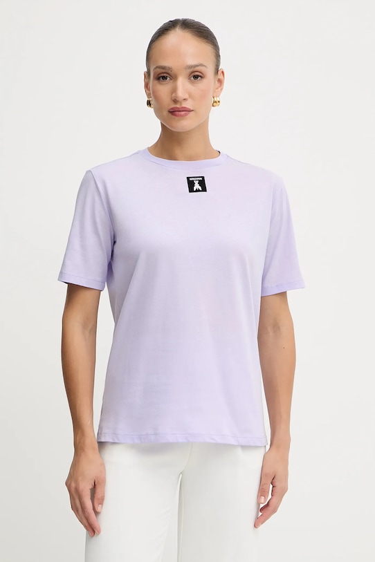 Bavlněné tričko Patrizia Pepe kulatý fialová 8M1612.J089