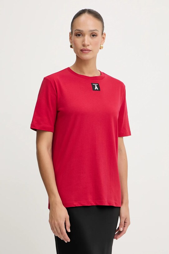 Patrizia Pepe t-shirt bawełniany aplikacja czerwony 8M1612.J089
