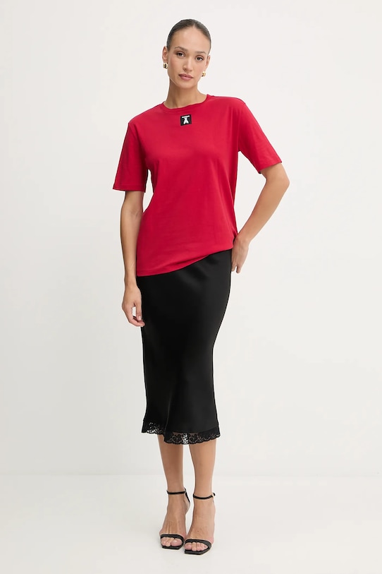 Βαμβακερό μπλουζάκι Patrizia Pepe 8M1612.J089 κόκκινο SS25