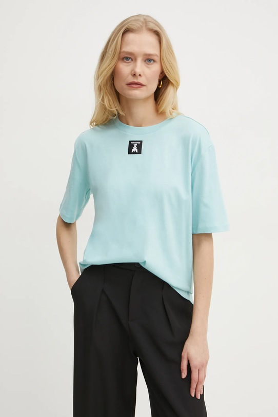 Хлопковая футболка Patrizia Pepe relaxed бирюзовый 8M1612.J089