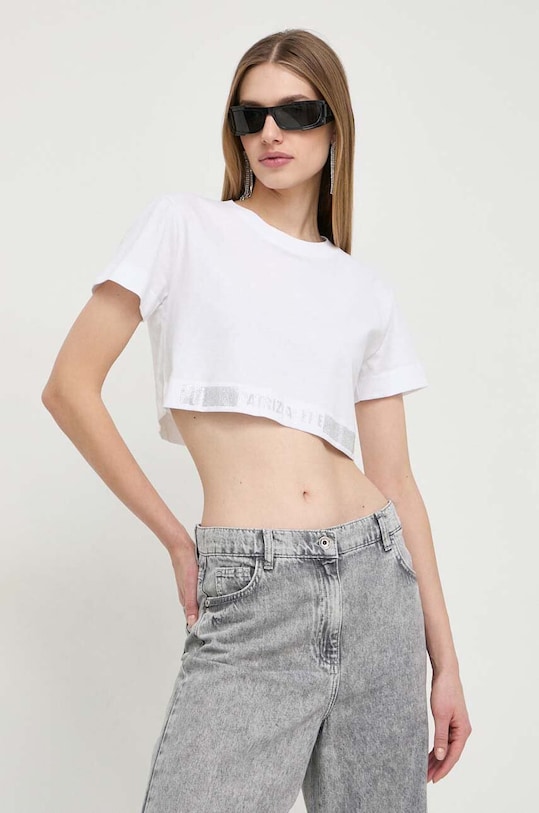 Patrizia Pepe tricou din bumbac imprimeu alb 8M1613.J089