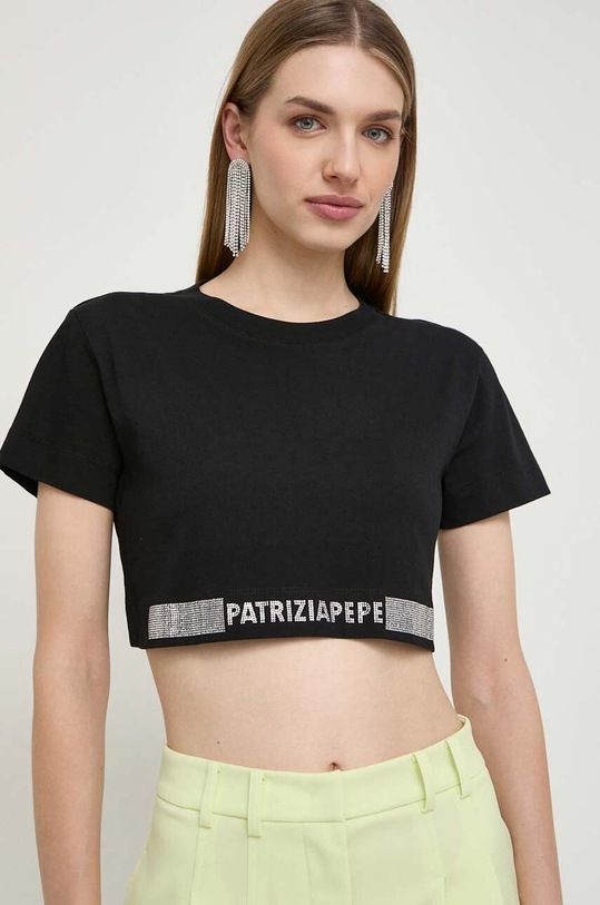Patrizia Pepe t-shirt bawełniany czarny 8M1613.J089