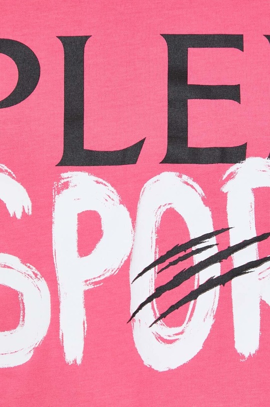 Βαμβακερό μπλουζάκι PLEIN SPORT SADC.WTK3135.SJY001N ροζ